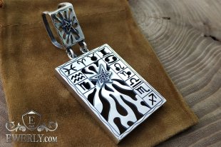 Silver pendant with symbols of the zodiac signs, фото