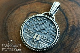 Silver pendant - cats by the sea. Constellations Capricorn and Taurus, фото
