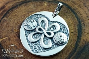 Silver pendant with Earth, Moon and Infinities, фото